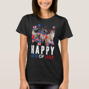 Camiseta Patriótico del gato azul blanco rojo blanco azul c