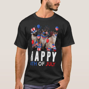 Camiseta Patriótico del gato azul blanco rojo blanco azul c