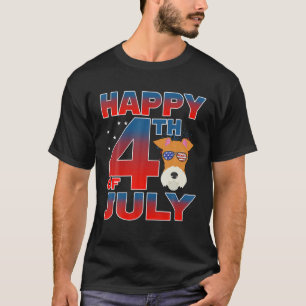 Camiseta Patriótico Del Perro Fox Terrier Feliz 4 De Julio