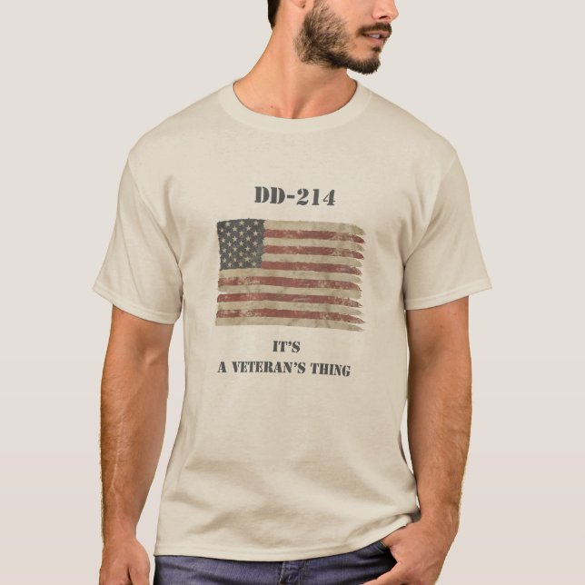 Camiseta Patriótico del veterano DD-214 (Anverso)