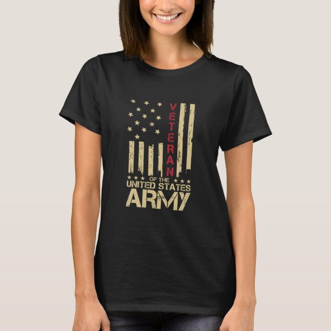 Camiseta Patriótico Ejército Estadounidense Veterano Línea  (Anverso)