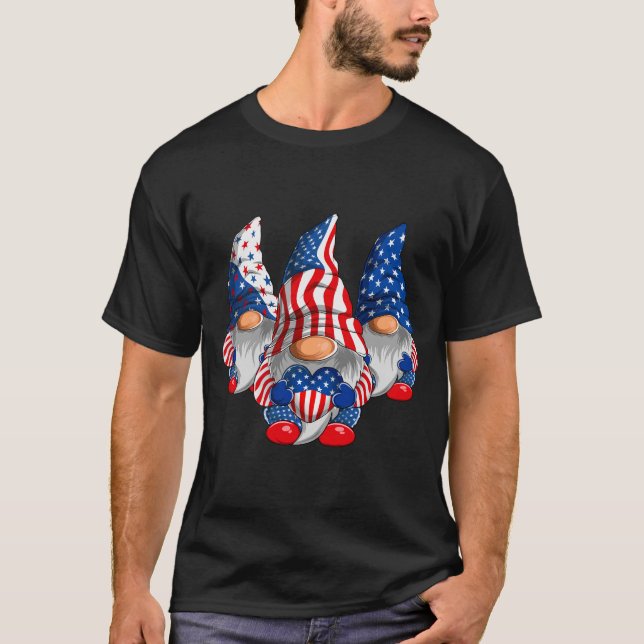 Camiseta Patriótico Estadounidense Gnomes Bandera De Estado (Anverso)