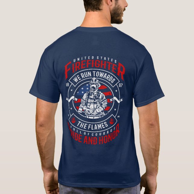 Camiseta Patriótico Firefighter Estados Unidos (Reverso)