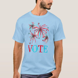 Camiseta Patriótico Firework Red Blue VOTE Día de Eleccione