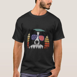 Camiseta Patriótico Frontera Collie Bandera Estadounidense