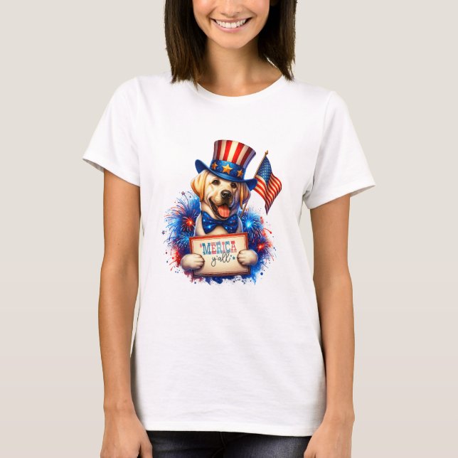 Camiseta Patriótico Golden Labrador 'Merica Y'all (Anverso)