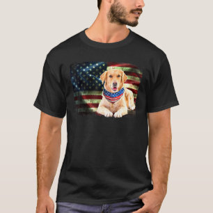 Camiseta Patriótico Golden Retriever American Flag Dog Men 