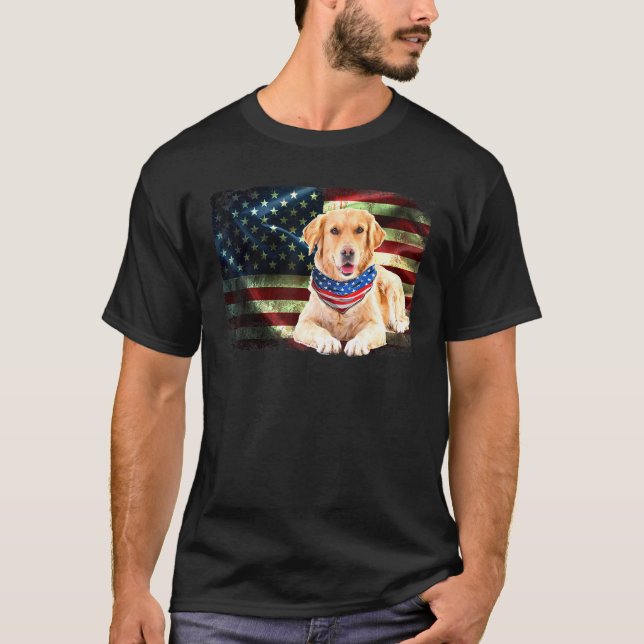 Camiseta Patriótico Golden Retriever American Flag Dog Men  (Anverso)