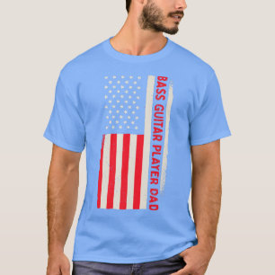 Camiseta Patriótico Guitariano Bass Guitar Player Dad