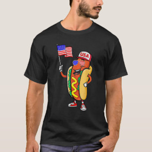 Camiseta Patriótico Hot dog Bandera Estadounidense 4 De Jul