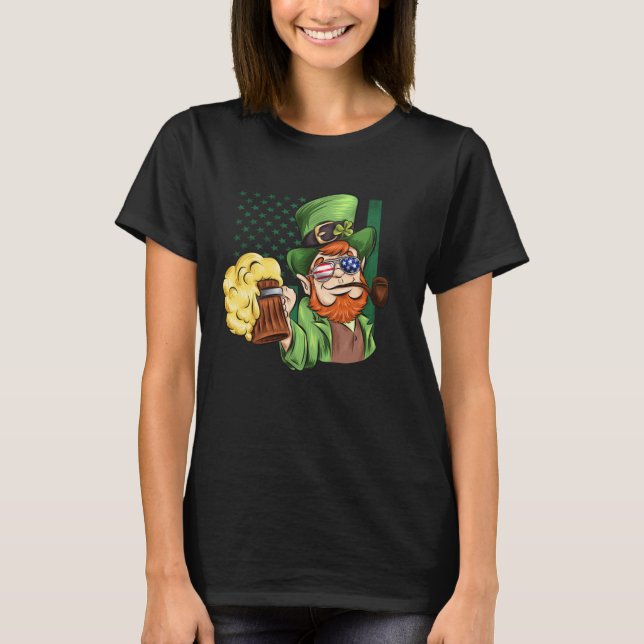 Camiseta Patriótico irlandés Murica leprechaun (Anverso)