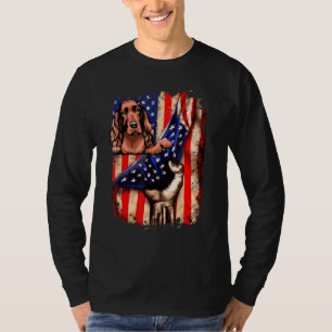 Camiseta Patriótico Irlandés Setter Bandera Estadounidense 