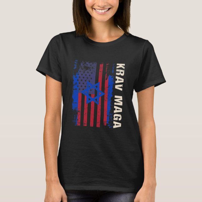 Camiseta Patriótico Krav Maga Bandera Estadounidense Israel (Anverso)