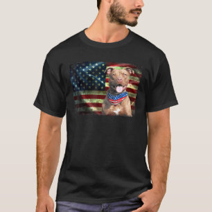 Camiseta Patriótico lindo Pitbull Bandera Americana Perro H