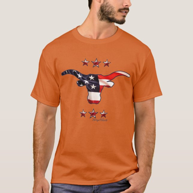 Camiseta Patriótico - Longhorn Steer (Anverso)