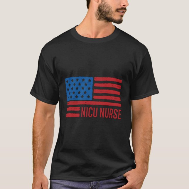 Camiseta Patriótico Nicu Enfermera Bandera Estadounidense 4 (Anverso)