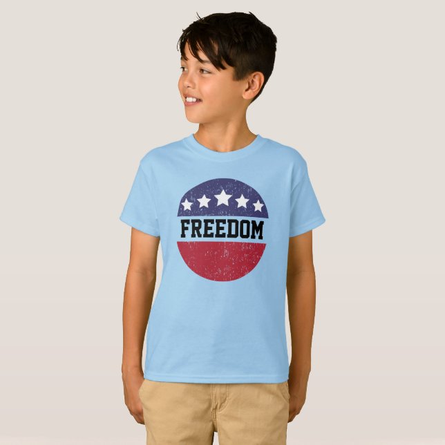 Camiseta Patriótico Norteamericano angustiado Libertad Roja (Anverso completo)