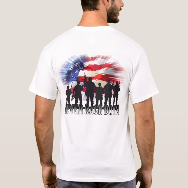 Camiseta Patriótico Nunca Retrocede (Reverso)