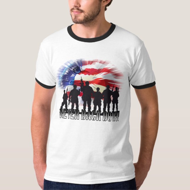 Camiseta Patriótico Nunca Retroceder (Anverso)
