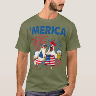 Camiseta Patriótico Pollo Merica 4 De Julio Día De La Cerve