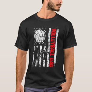 Camiseta Patriótico Retro Eeuu Bandera Estadounidense Volei