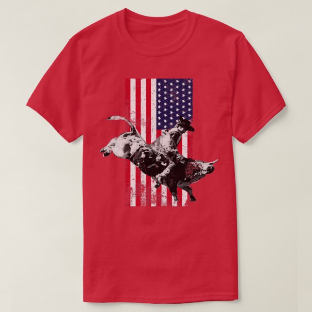 Camiseta Patriótico Rodeo Bote Rider con American Fl (Diseño del anverso)