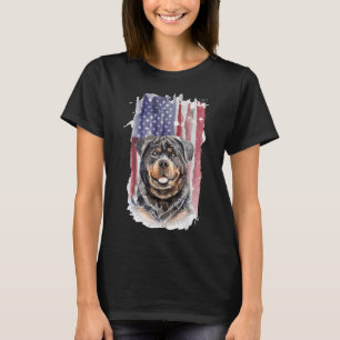 Camiseta Patriótico Rottweiler Bandera Americana Perro