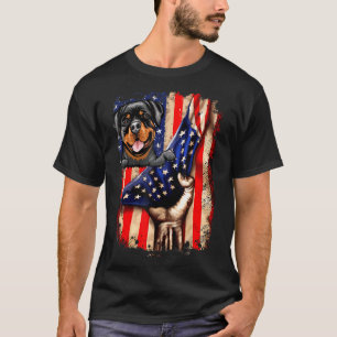 Camiseta Patriótico Rottweiler Bandera Americana Perro