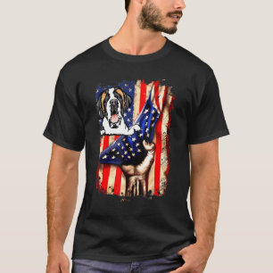 Camiseta Patriótico San Bernardo Bandera Americana Perro 1