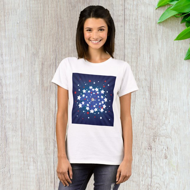 Camiseta Patriótico Starburst Red White y Blue USA (Subido por el creador)