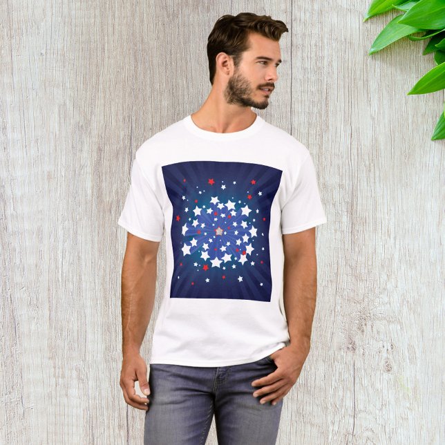 Camiseta Patriótico Starburst Red White y Blue USA (Subido por el creador)