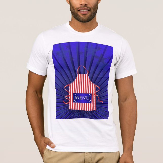 Camiseta Patriótico USA Chef Red White Blue BBQ Cocinar (Anverso)
