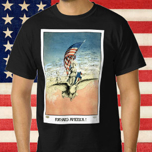 Camiseta Patriótico vintage, Lady, Águila con bandera estad