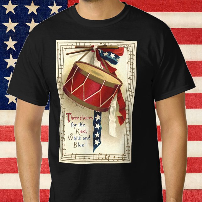 Camiseta Patriótico vintage, tambores con notas musicales (Subido por el creador)