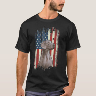 Camiseta Patriótico Weimaraner Bandera Estadounidense Perro