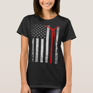 Camiseta Patriótico Wind Turbine Technician Bandera America