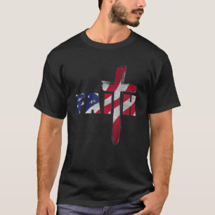 Camiseta Patriotismo Cruz de la Fe Cristiana Amor Jesús Am