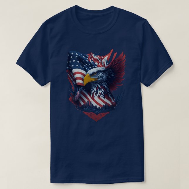 Camiseta Patriotismo de la libertad azul blanca y del águil (Diseño del anverso)