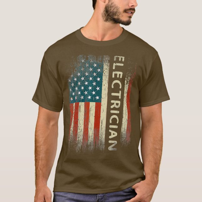 Camiseta Patriotismo electricista obsequia la bandera estad (Anverso)