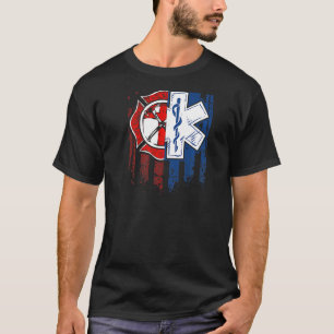 Camiseta Patriotismo Paramédico Bombero Emt Ems Bandera De
