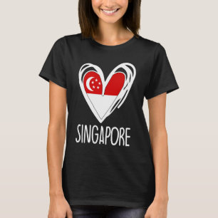 Camiseta Patriotismo singapurense adorable corazón bandera 