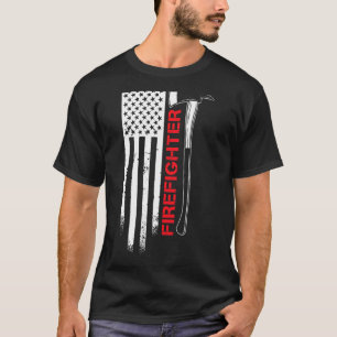 Camiseta Patriotista bombero bandera estadounidense hacha