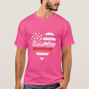 Camiseta Patrocinador Patriótico Son Bandera De Corazón De