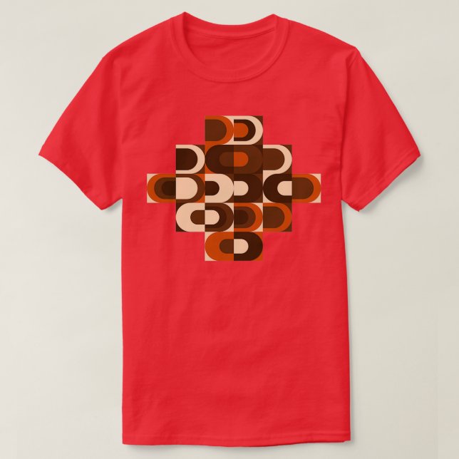 Camiseta Patrón 70 Retro Inustrial en Naranja y Bro Oscuro (Diseño del anverso)