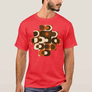 Camiseta Patrón 70 Retro Inustrial en Naranja y Bro Oscuro