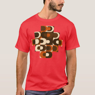 Camiseta Patrón 70 Retro Inustrial en Naranja y Bro Oscuro