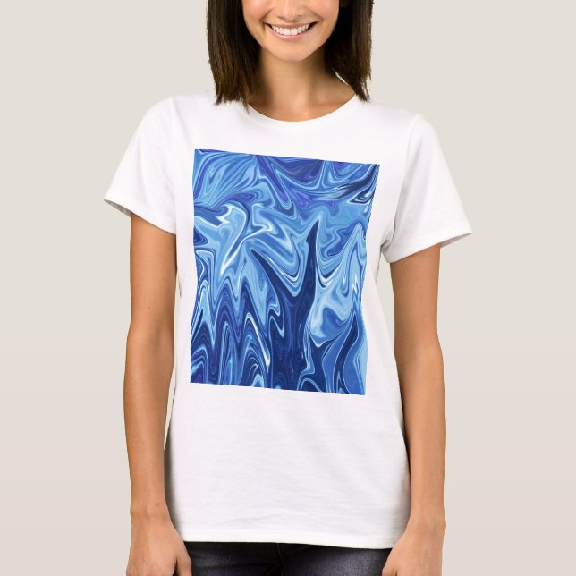 Camiseta Patrón abstracto de líquido azul (Anverso)