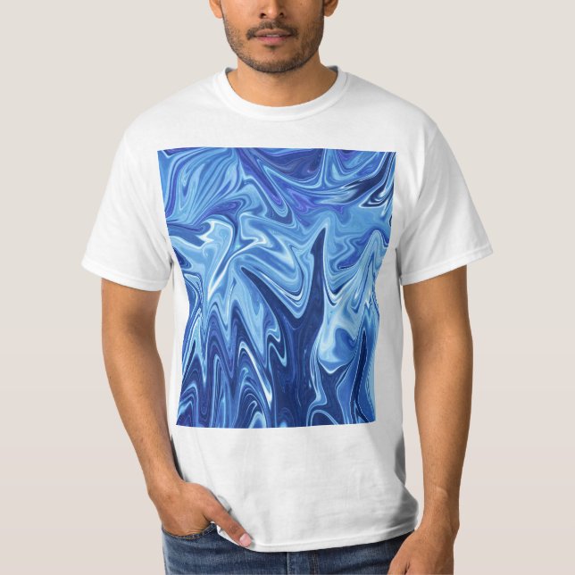 Camiseta Patrón abstracto de líquido azul (Anverso)