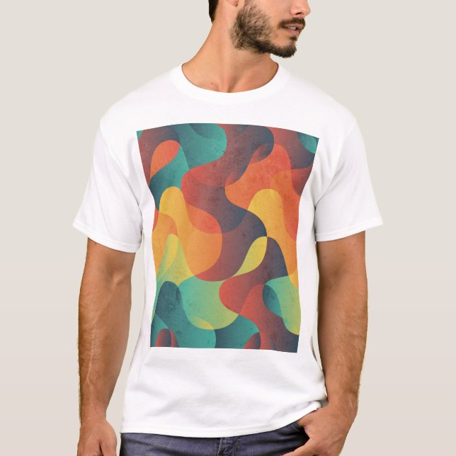 Camiseta Patrón abstracto de ondas de cosecha coloridas (Anverso)