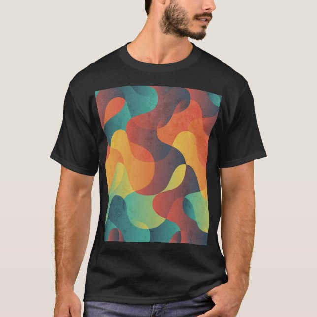 Camiseta Patrón abstracto de ondas de cosecha coloridas (Anverso)